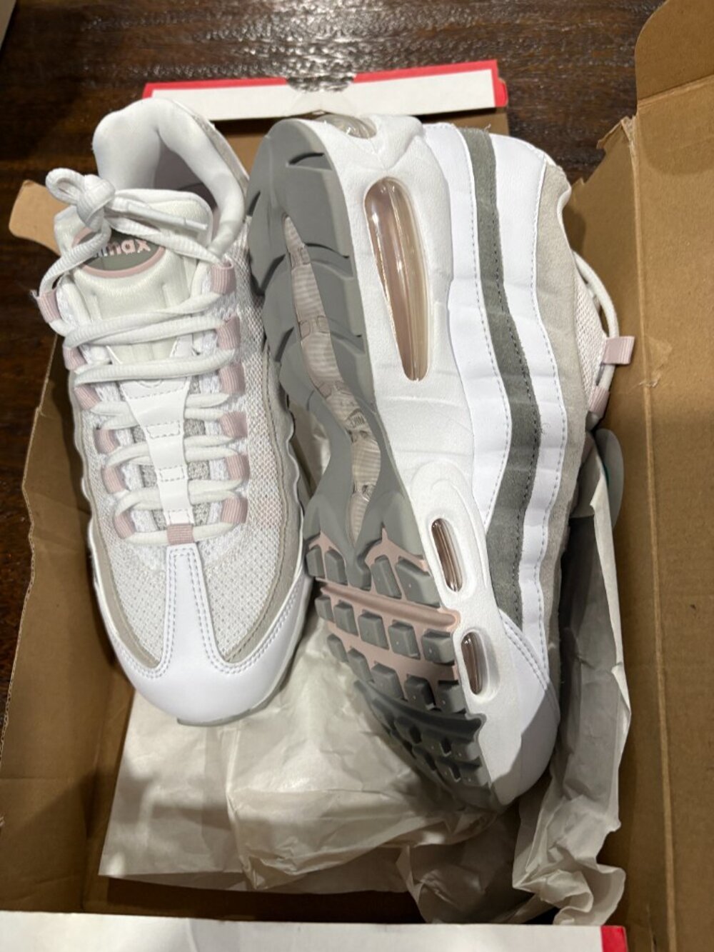 Nike Air Max 95 Women's Tennis Shoes Sneakers sz 8 White Light Charcoal NEW